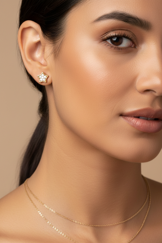 Stars stone Italian 18k gold