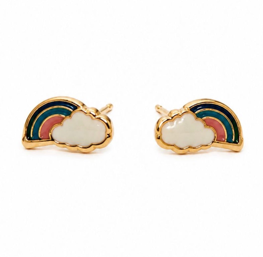 Rainbow Studs 18k Gold
