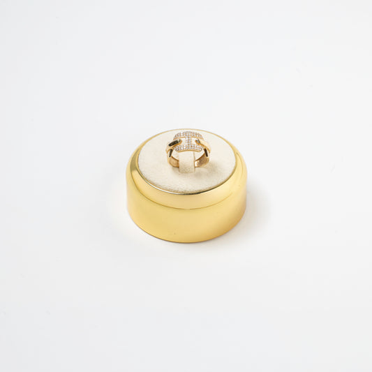 Ring embracing an H with diamonds 18K Gold