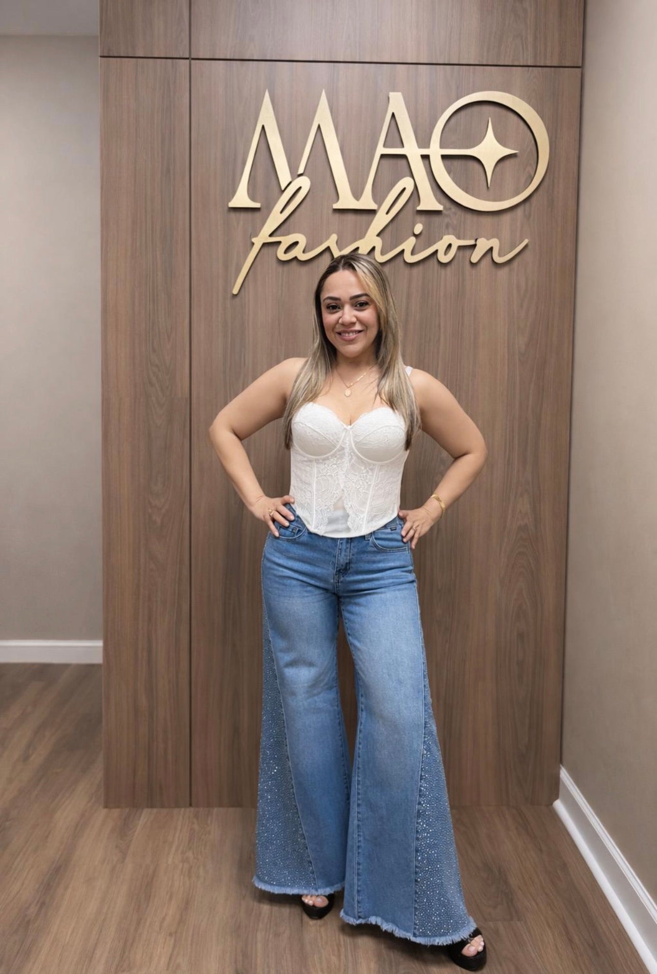 Wide legs Glitter Jean  Denim